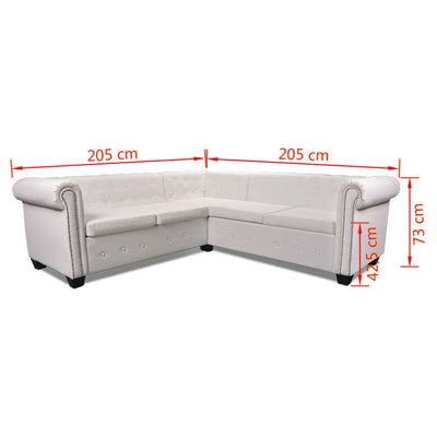 5-personers sofa Chesterfield-look kunstlæder hvid