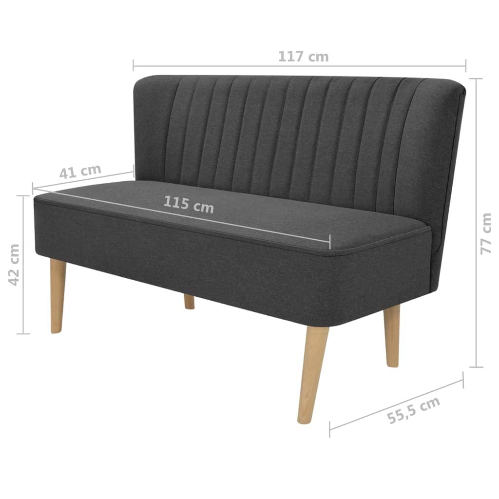 sofa i stof 117x55,5x77 cm mørkegrå