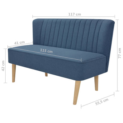 stofsofa 117 x 55,5 x 77 cm blå