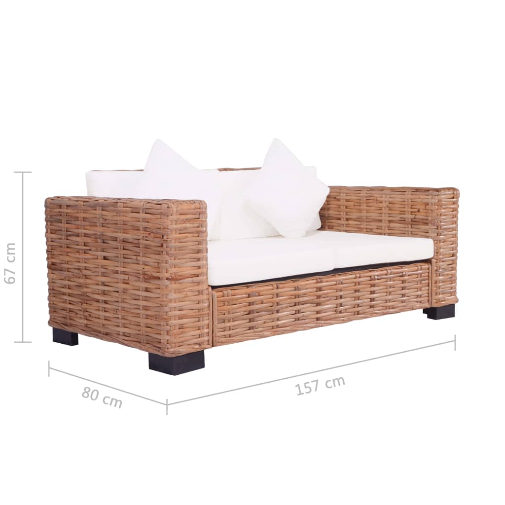 2-personers sofa naturlig rattan