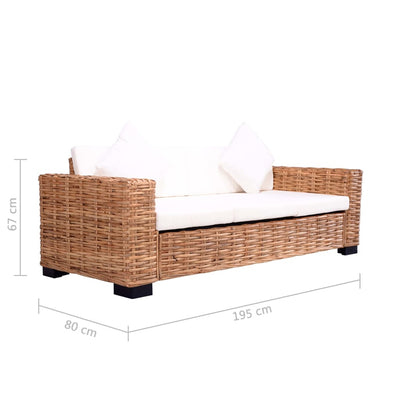 3-personers sofa naturlig rattan