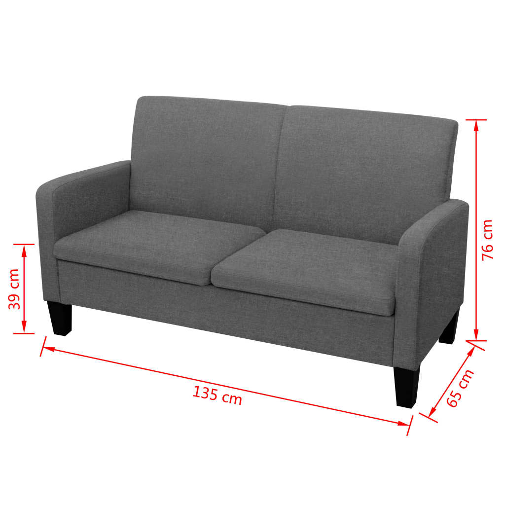 2-personers sofa 135 x 65 x 76 cm mørkegrå