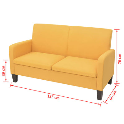 2-personers sofa 135 x 65 x 76 cm gul