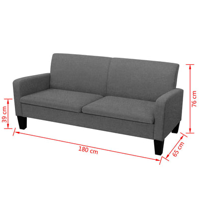 3-personers sofa 180 x 65 x 76 cm mørkegrå