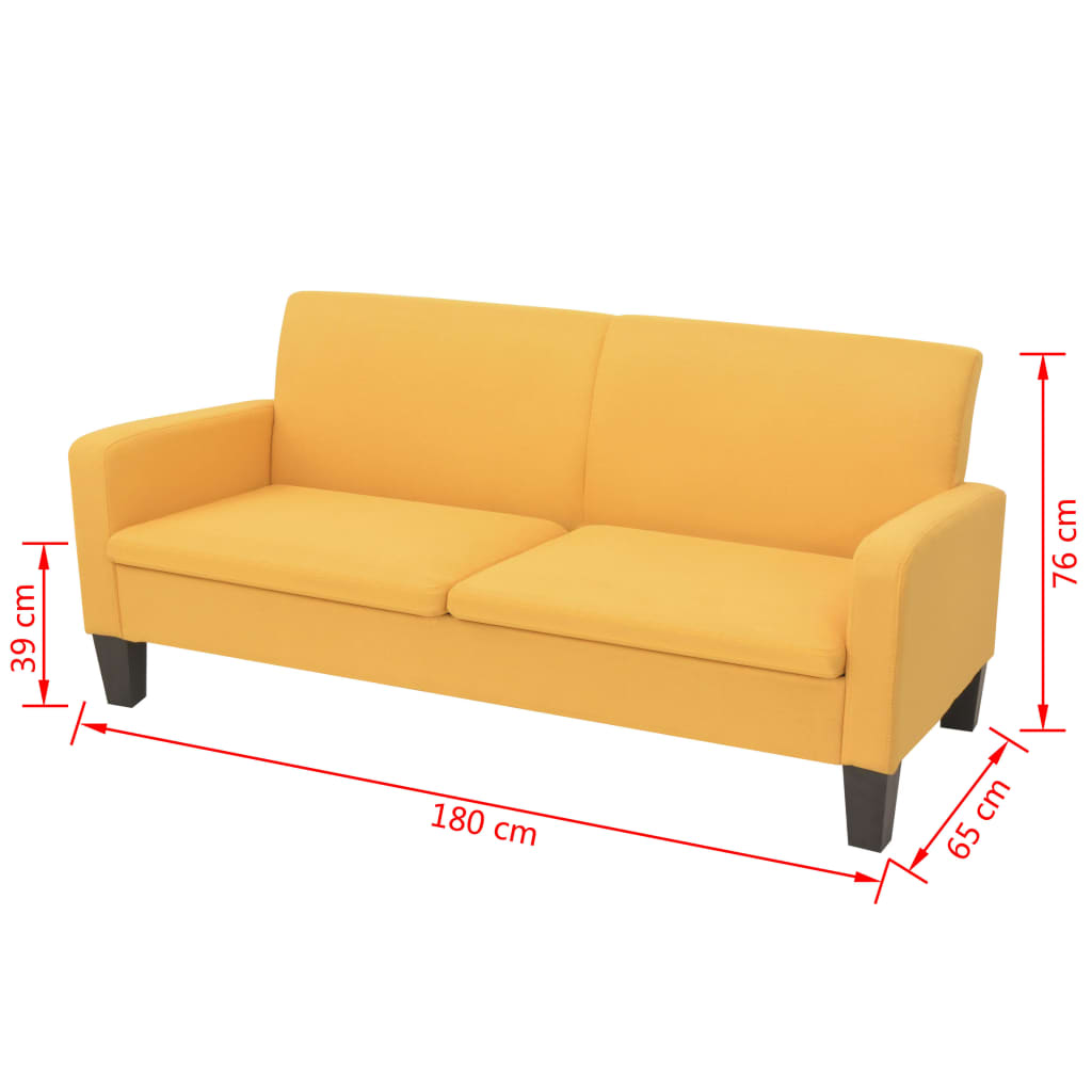 3-personers sofa 180 x 65 x 76 cm gul