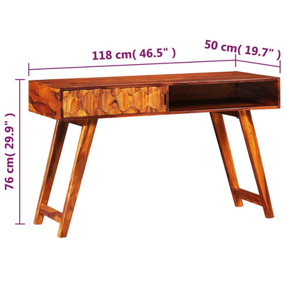 skrivebord massivt sheeshamtræ 118 x 50 x 76 cm