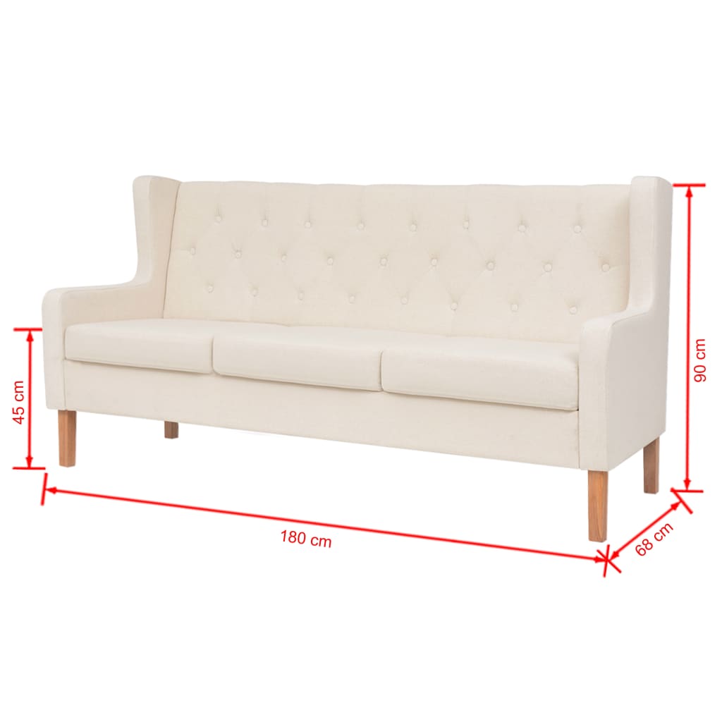 3-personers sofa stof cremehvid