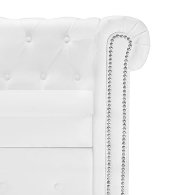 L-formet Chesterfield sofa kunstlæder hvid