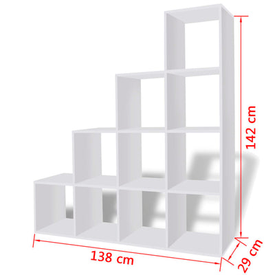 trappereol/displayreol 142 cm hvid