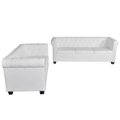 2-personers og 3-personers Chesterfield sofaer kunstlæder hvid