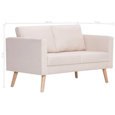 2-personers sofa i stof cremefarvet