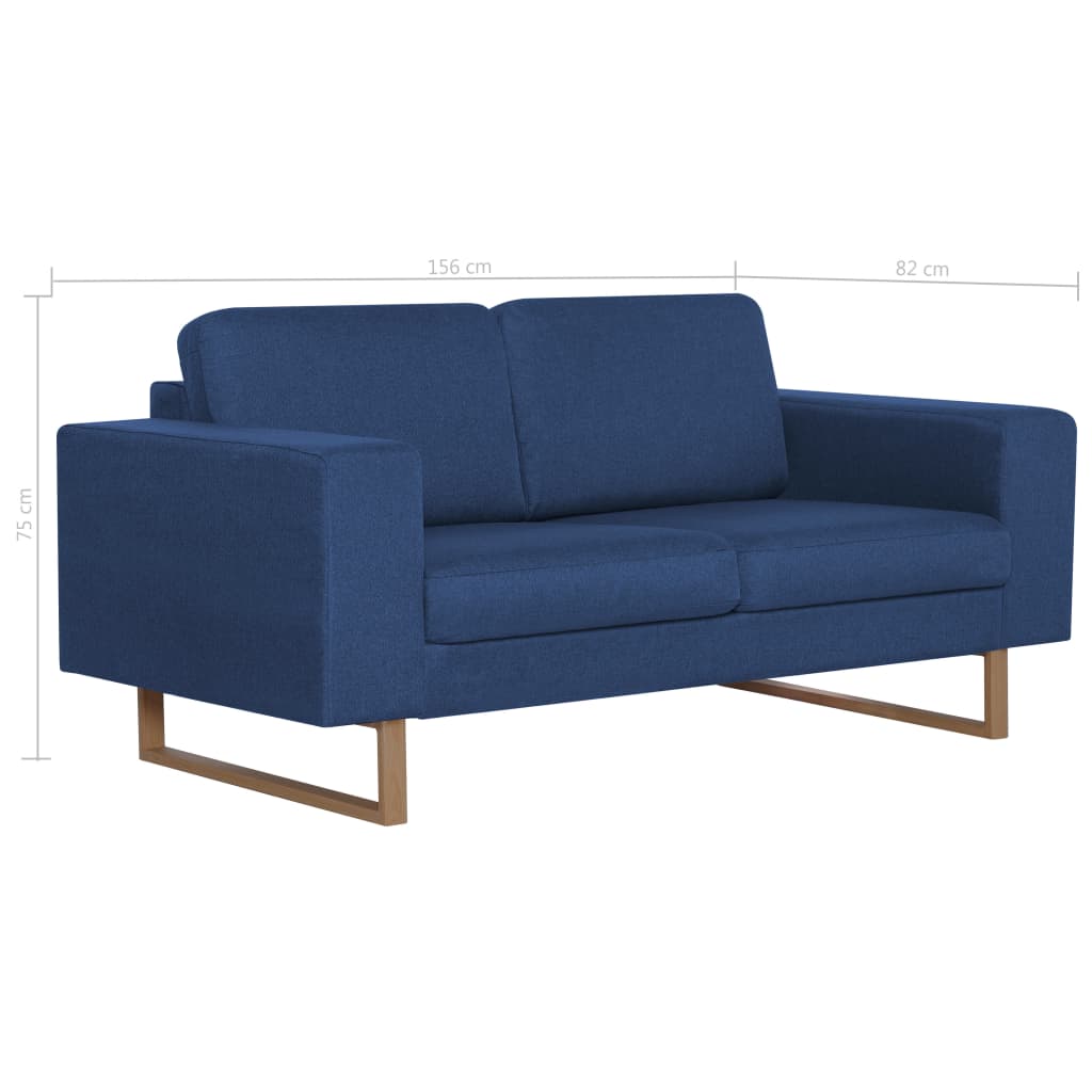 2-personers sofa i stof blå