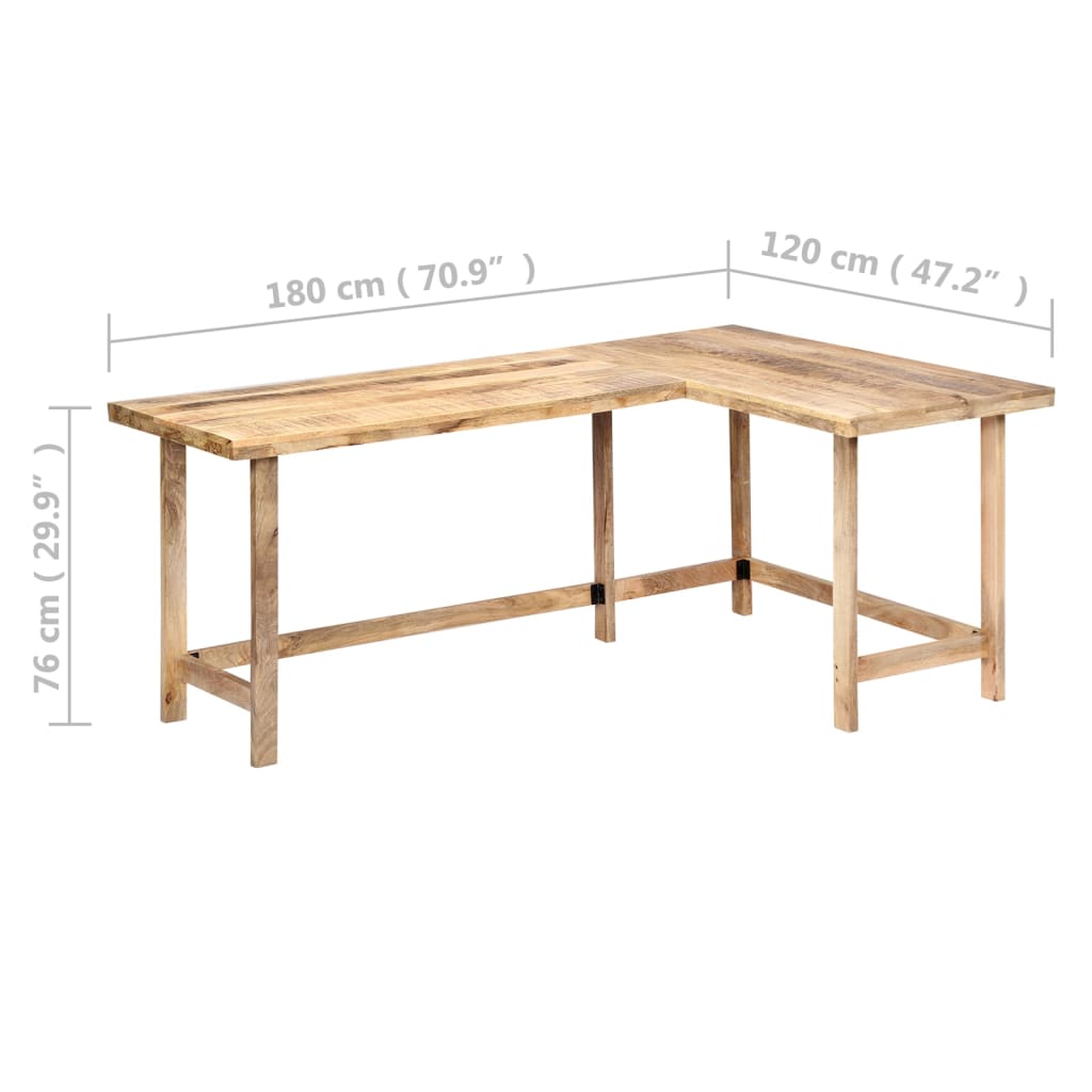 skrivebord 180 x 120 x 76 cm massivt mangotræ