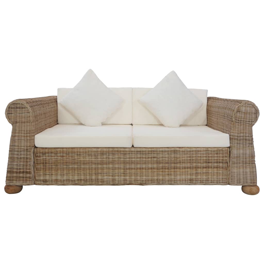 2-personers sofa med hynder naturlig rattan