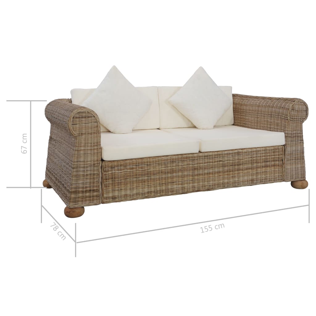 2-personers sofa med hynder naturlig rattan