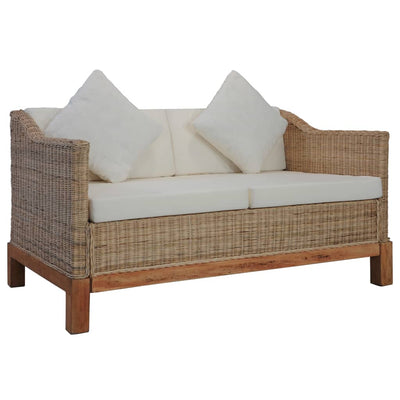 2-personers sofa med hynder naturlig rattan