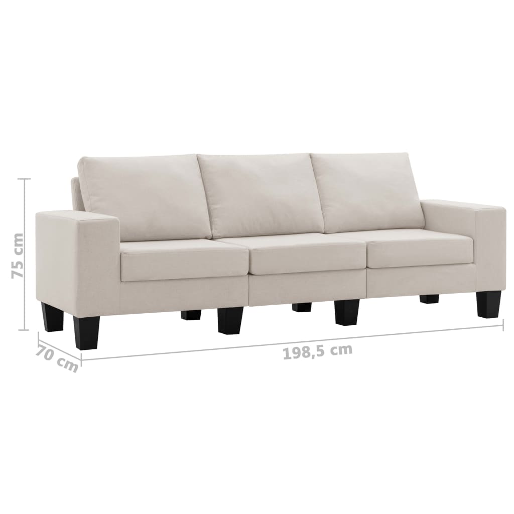 3-personers sofa stof cremefarvet