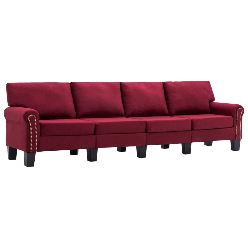 4-personers sofa stof vinrød