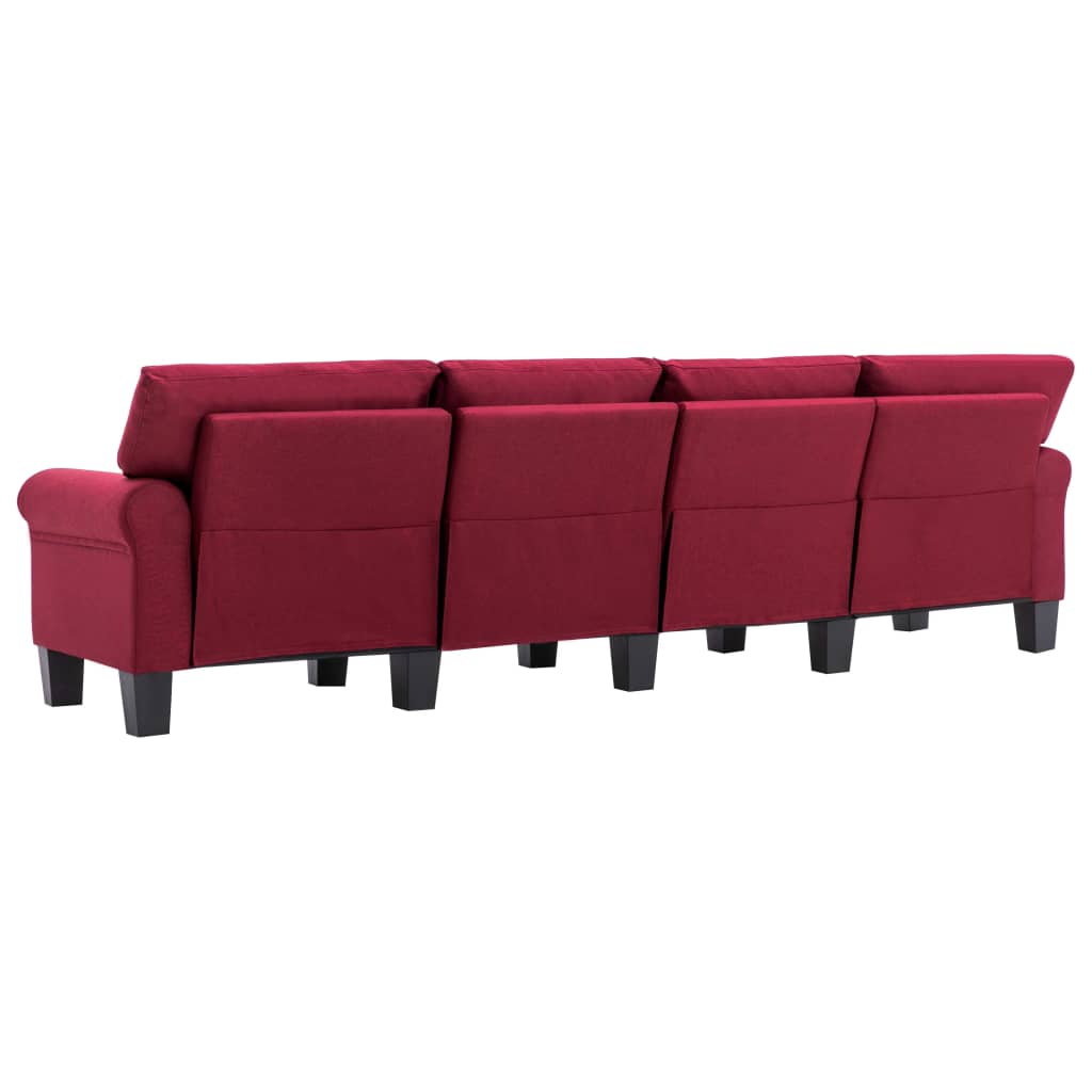 4-personers sofa stof vinrød