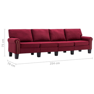 4-personers sofa stof vinrød