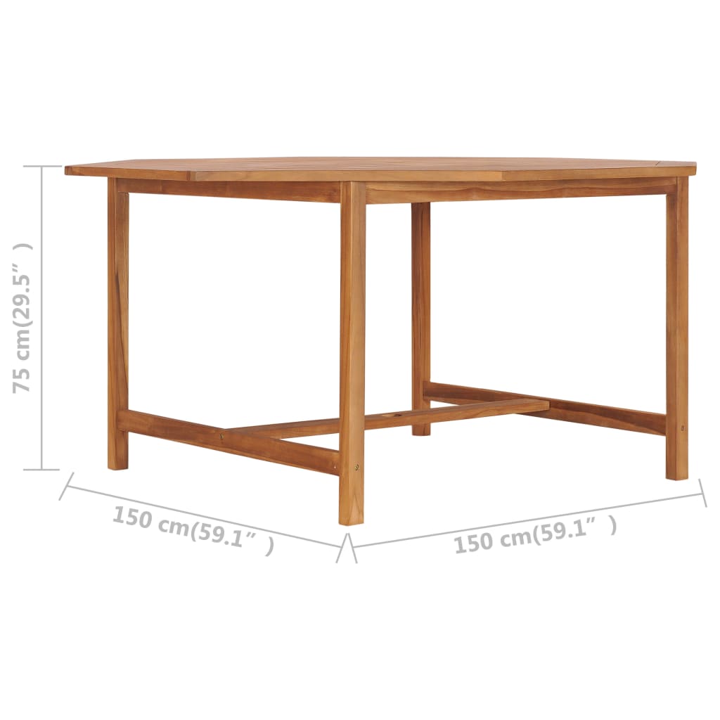 havebord 150x150x75 cm massivt teaktræ