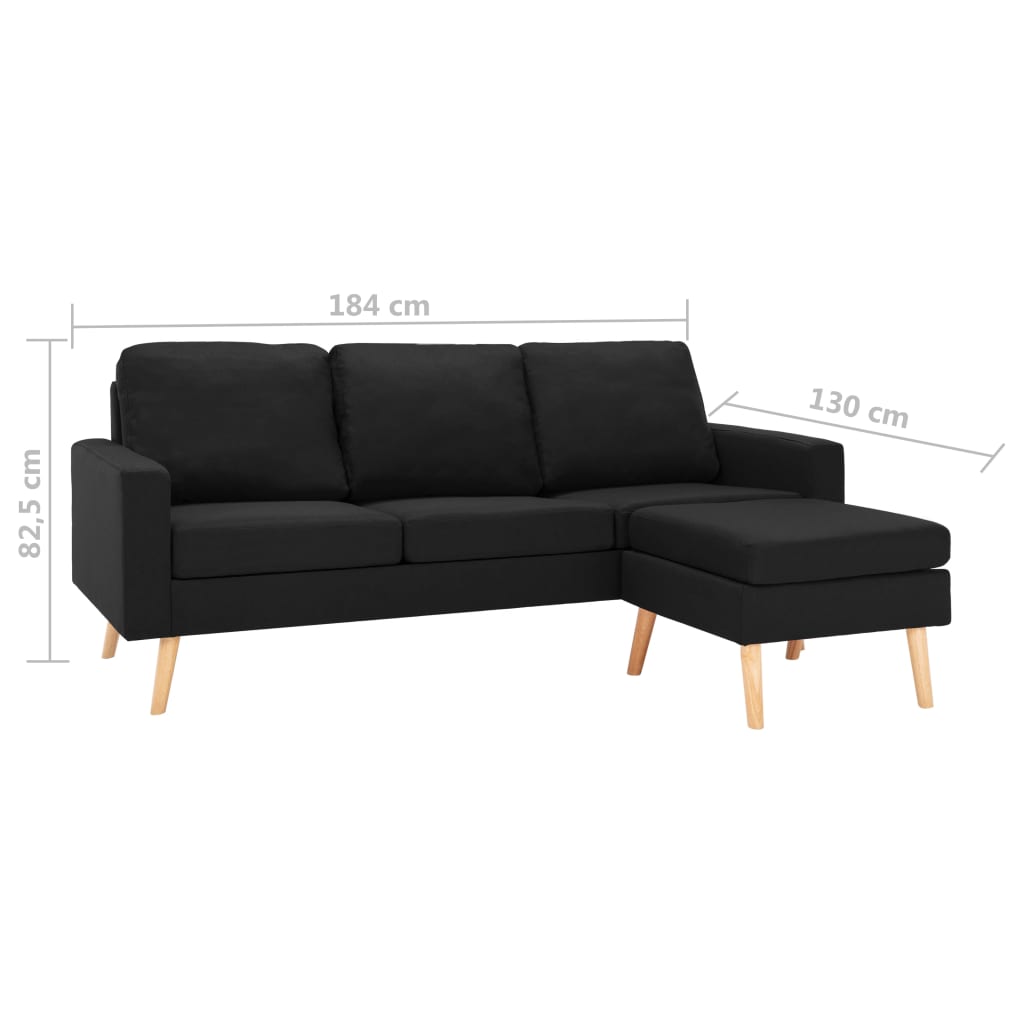 3-personers sofa med fodskammel stof sort