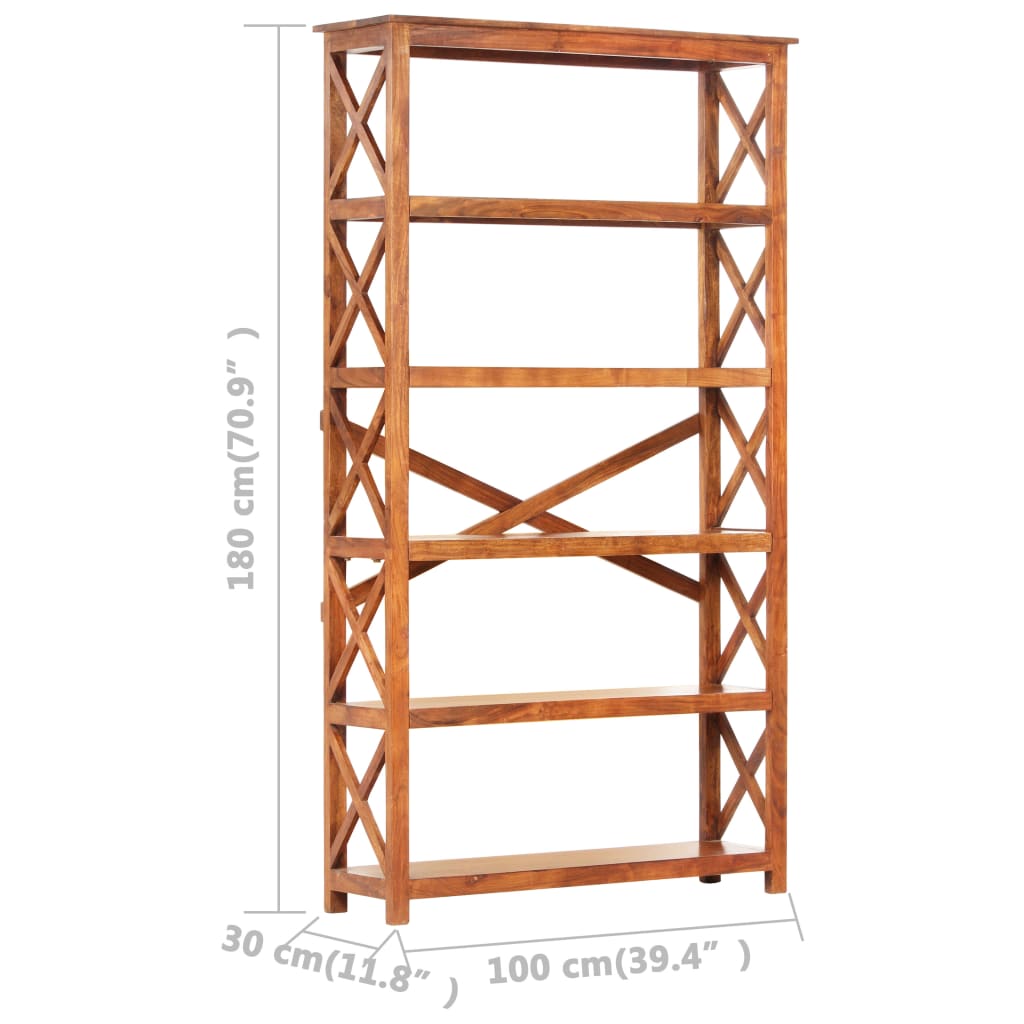 bogreol 100x30x180 cm massivt akacietræ med honningfinish