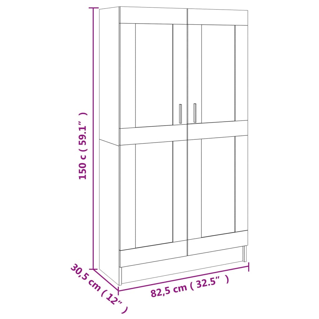 bogreol 82,5x30,5x150 cm konstrueret træ sonoma-eg