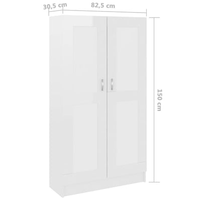 bogreol 82,5x30,5x150 cm konstrueret træ hvid højglans