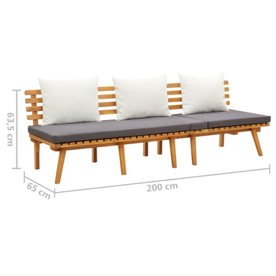 daybed til haven 200x65 cm massivt akacietræ