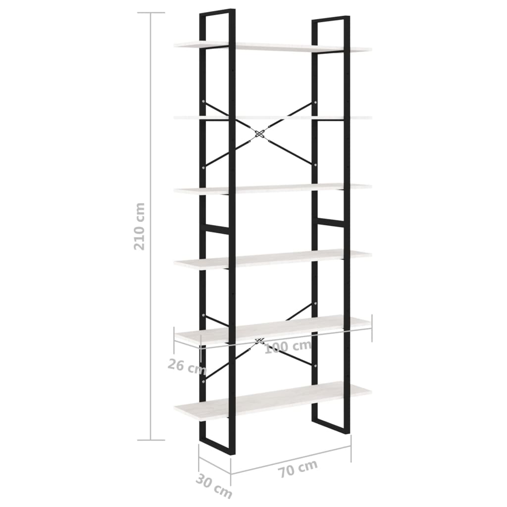 reol 100x30x210 cm massivt fyrretræ hvid