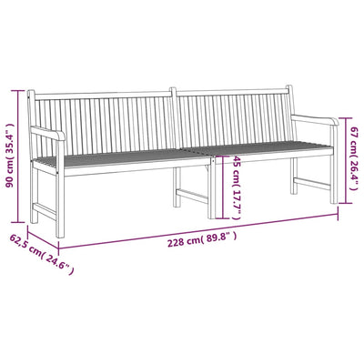 havebænk 228 cm massivt teaktræ