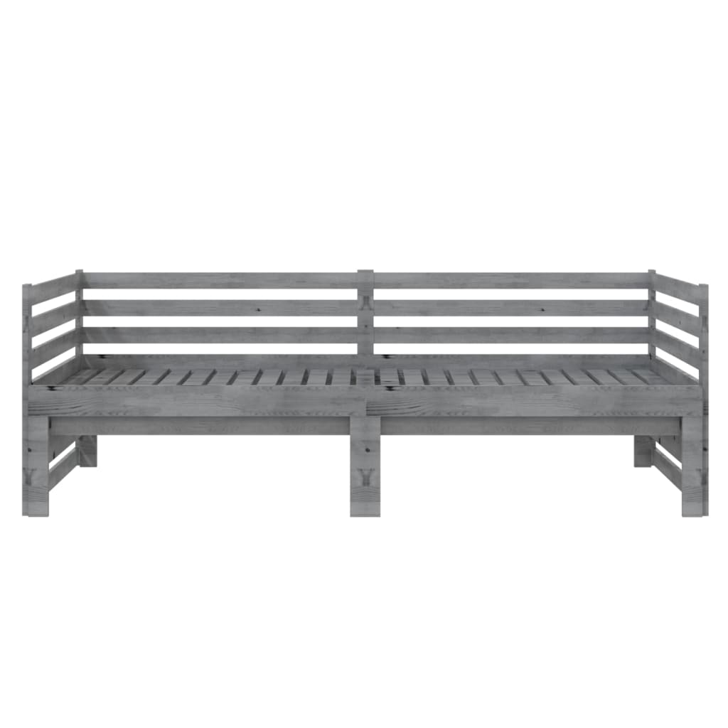 daybed med udtræk 2x(90x200) cm massivt fyrretræ grå