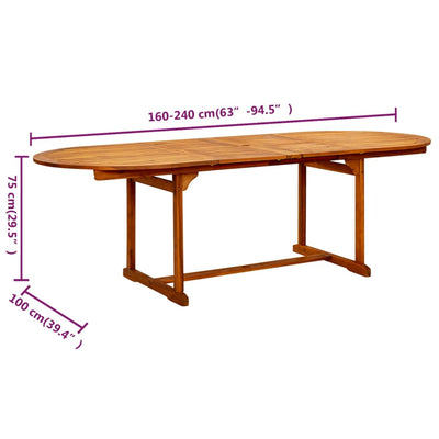 havebord (160-240)x100x75 cm massivt akacietræ