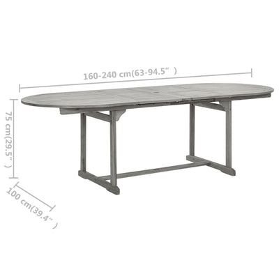 havebord (160-240)x100x75 cm massivt akacietræ