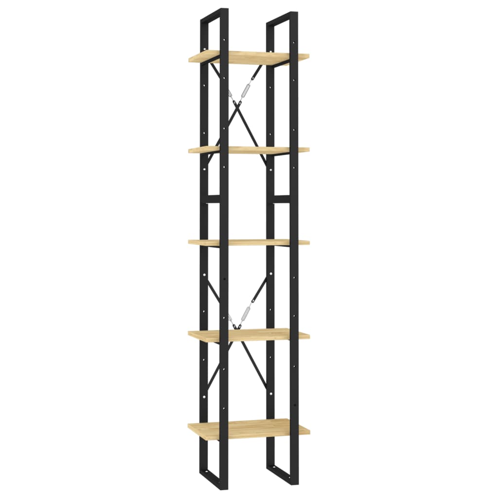 bogreol 40x30x175 cm 5 hylder massivt fyrretræ