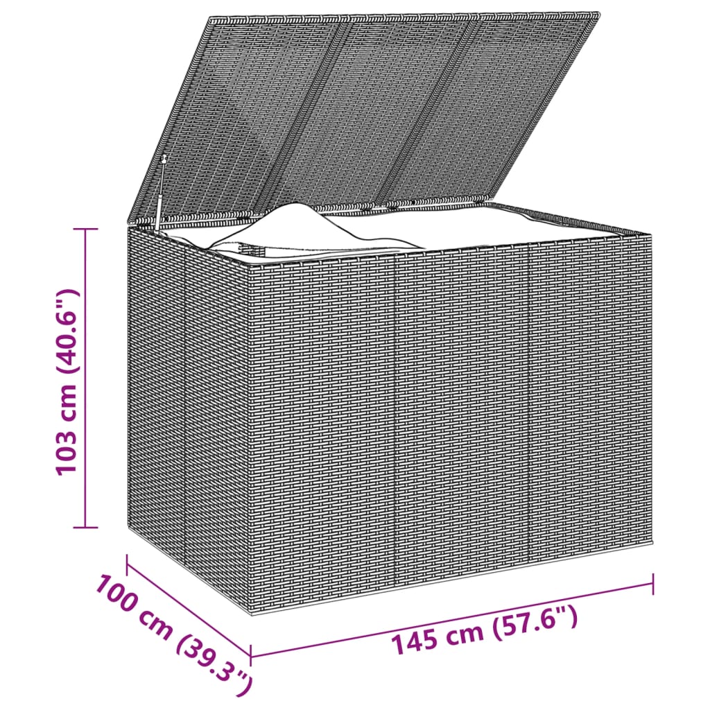 hyndeboks 145x100x103 cm polyrattan sort