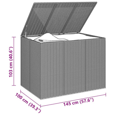 hyndeboks 145x100x103 cm polyrattan grå