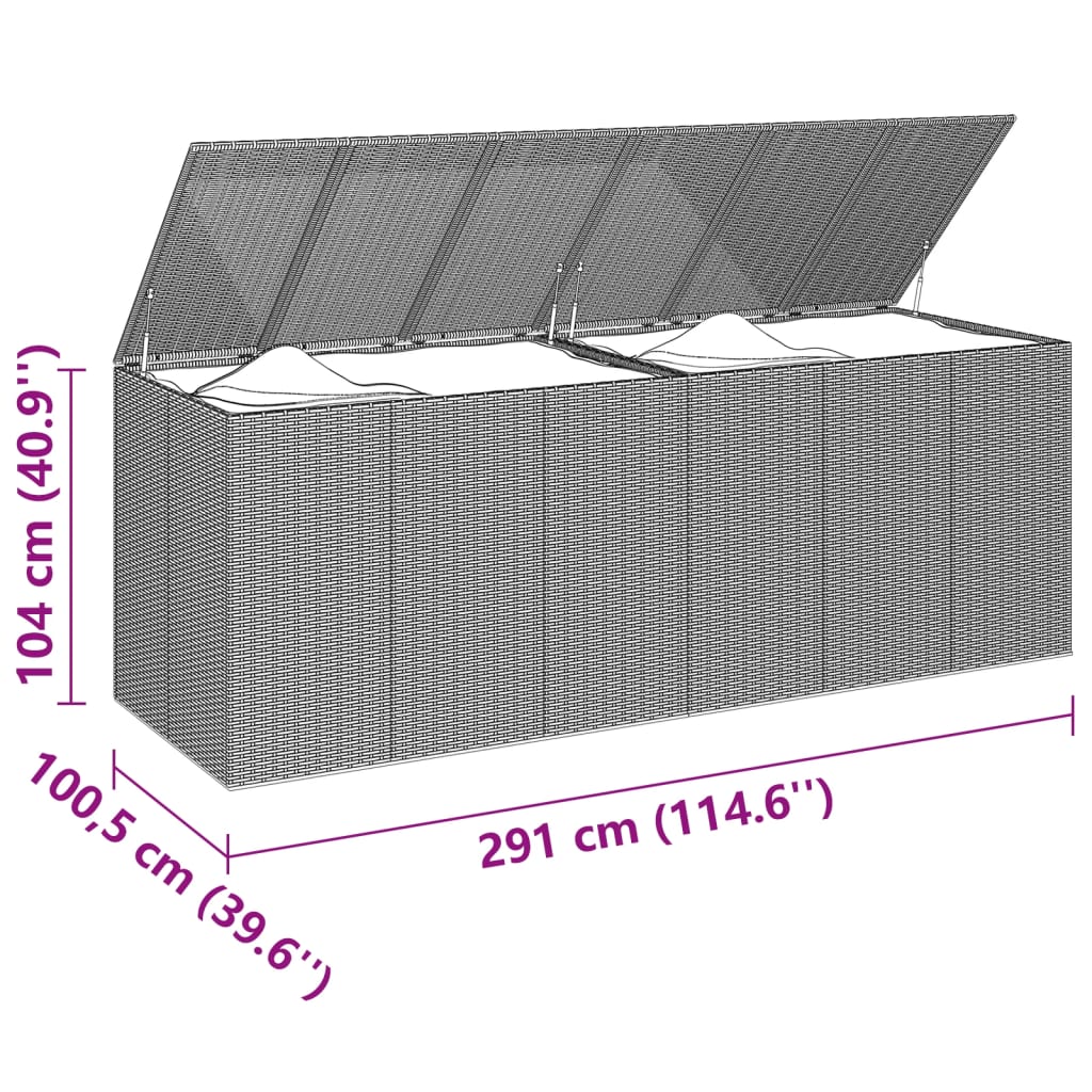 hyndeboks 291x100,5x104 cm polyrattan sort