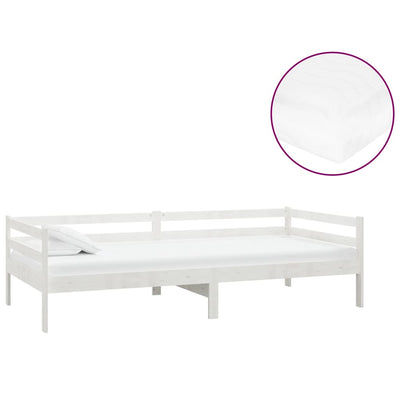 daybed med madras 90x200 cm massivt fyrretræ hvid