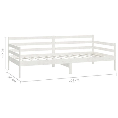 daybed med madras 90x200 cm massivt fyrretræ hvid