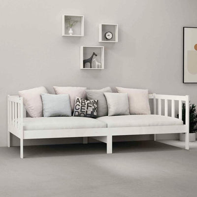 daybed med madras 90x200 cm massivt fyrretræ hvid