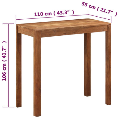 barbord 110x55x106 cm massivt akacietræ med honningfinish