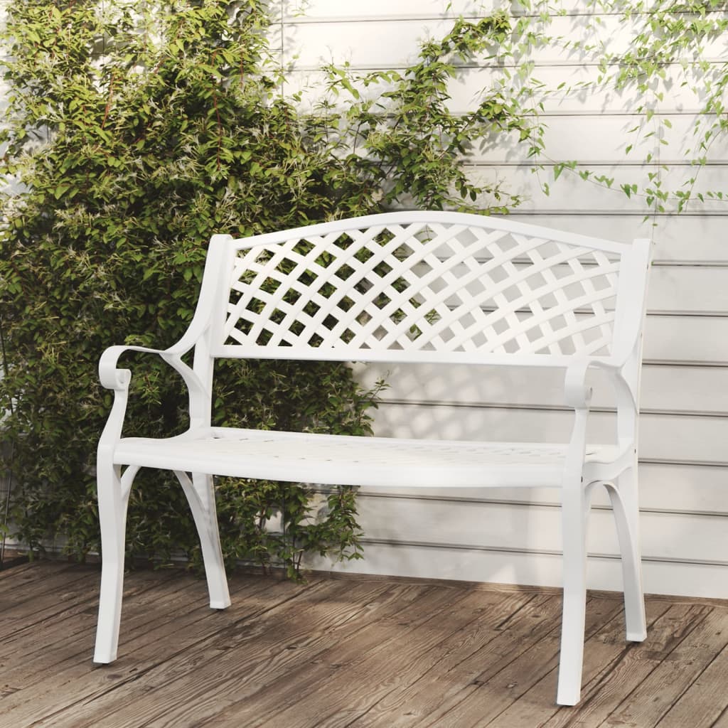 havebænk 102 cm støbt aluminium hvid