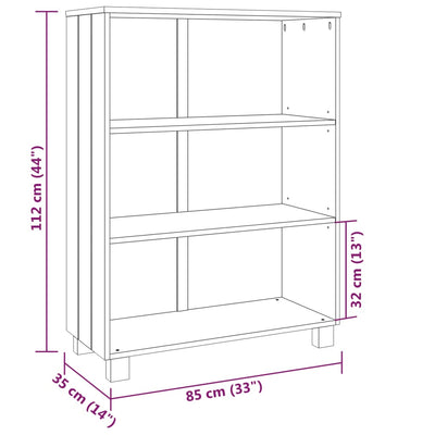 bogskab HAMAR 85x35x112 cm massivt fyrretræ lysegrå