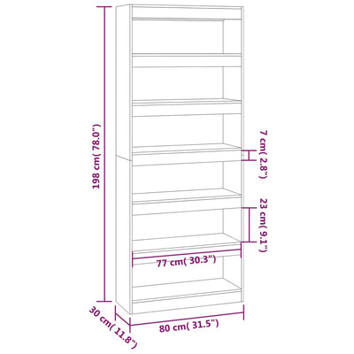 bogreol/rumdeler 80x30x198 cm konstrueret træ sonoma-eg