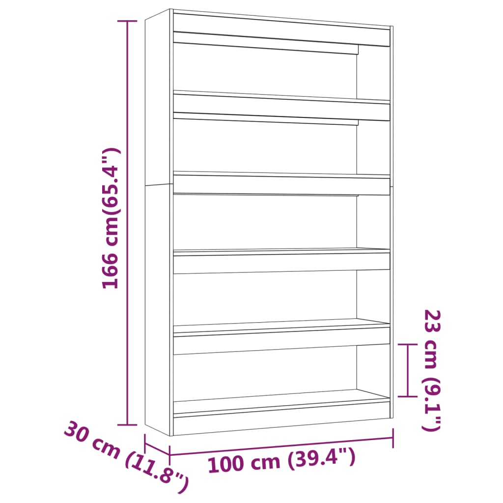 bogreol/rumdeler 100x30x166 cm hvid