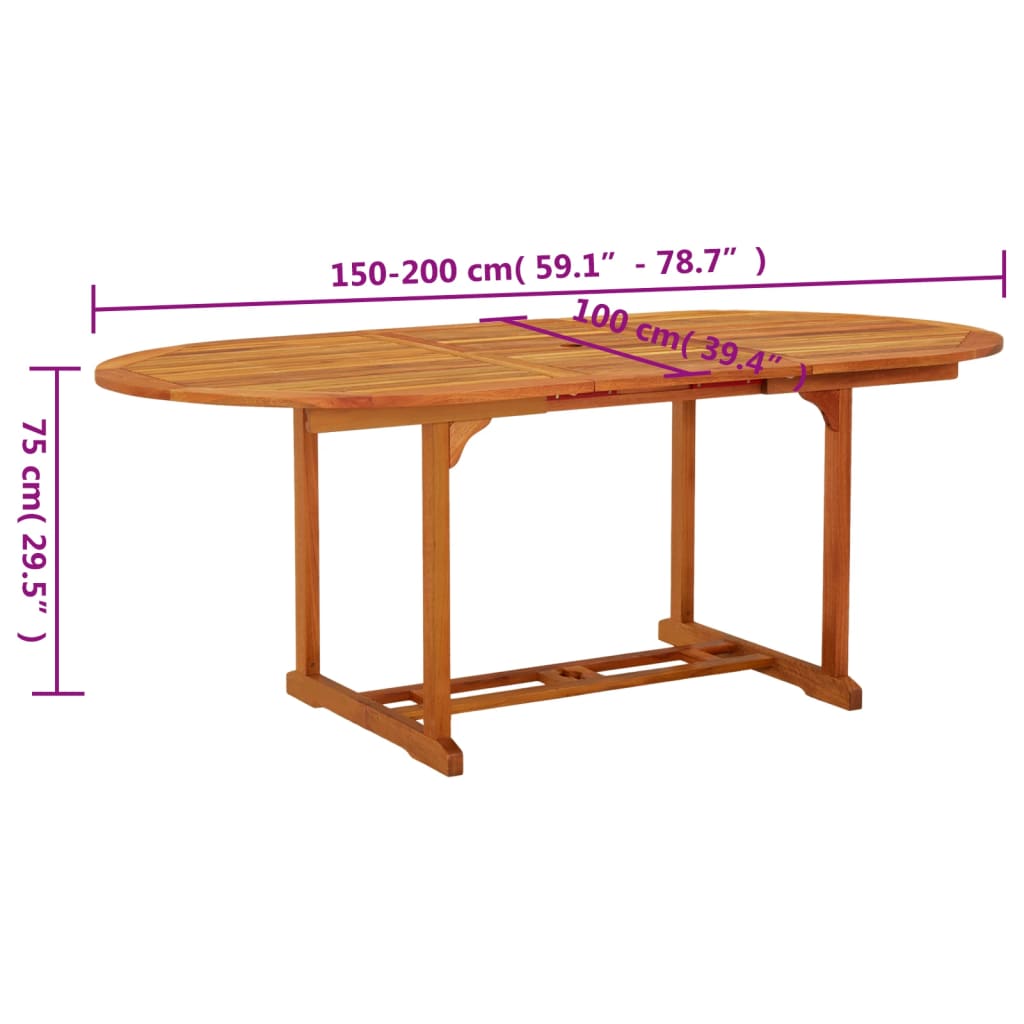 havebord 200x100x75 cm massivt eukalyptustræ