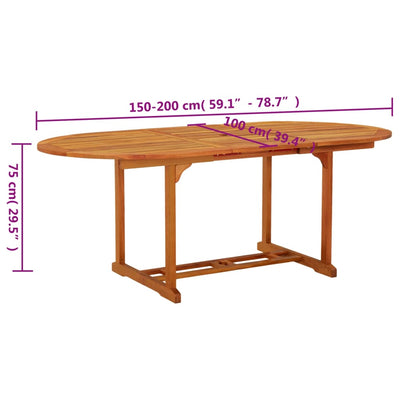 havebord 200x100x75 cm massivt eukalyptustræ