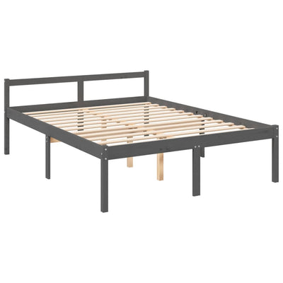 seniorseng 150x200 cm kingsize massivt fyrretræ grå